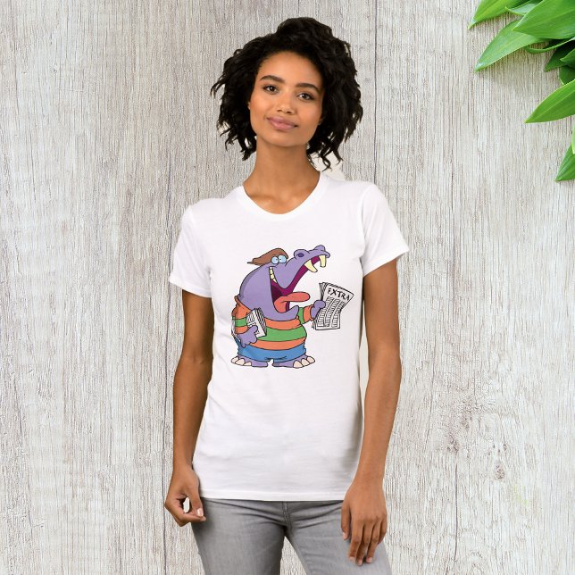 Hippo Newspaper Boy Womens T-Shirt (Skapare uppladdad)