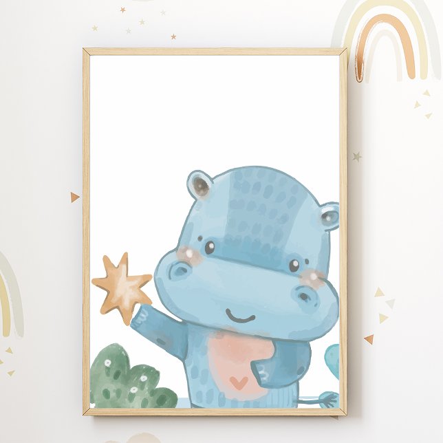 Hippo Nursery Poster Dekor för djurbarn i rumsrum (Skapare uppladdad)