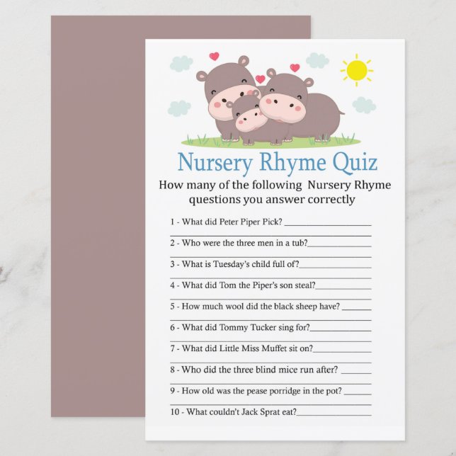 Hippo Nursery Rhyme Quiz babyduschspel (Fram/baksida)
