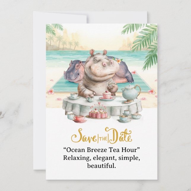  Hippo Ocean Breeze Tea Hour Invitation  Inbjudningar (Framsida)