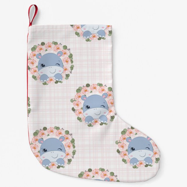 Hippo- och blomstrande tatueringar liten julstrumpa (Framsidan)