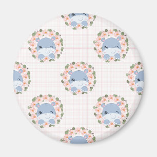 Hippo- och blomstrande tatueringar magnet