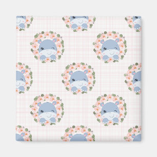 Hippo- och blomstrande tatueringar magnet