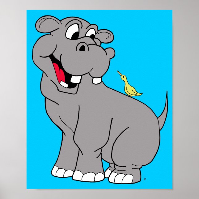 Hippo och fågelPoster Poster (Framsidan)
