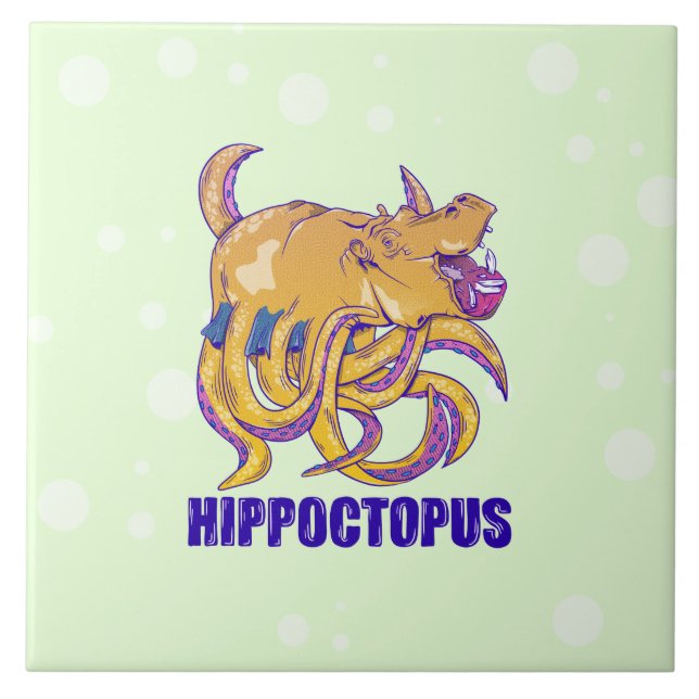 Hippo octopus konstig animal kakelplatta (Framsidan)