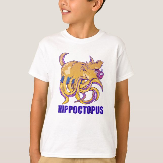 Hippo Octopus Strange-varelse T Shirt (Framsida)