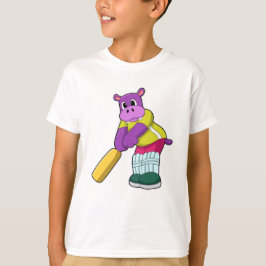 Hippo på Cricket med Cricket fladdermus T Shirt