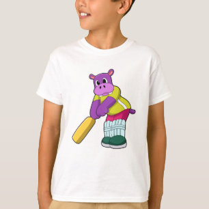 Hippo på Cricket med Cricket fladdermus T Shirt