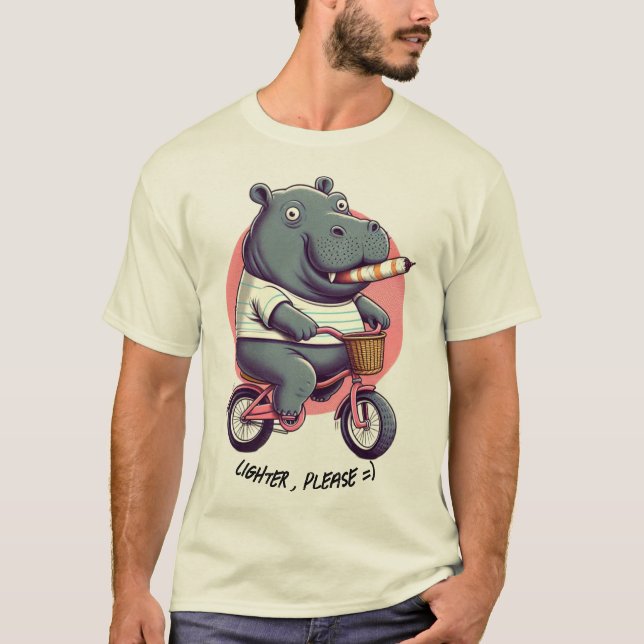 Hippo på Cycle "Lighter ,snälla" Classic T-shirt (Framsida)