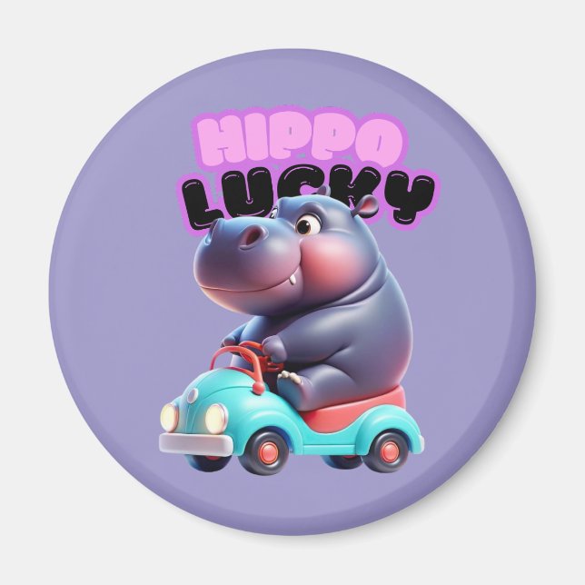 Hippo på Hjul Magnet (Framsidan)