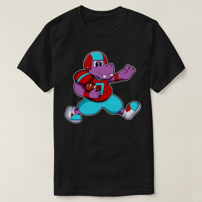 Hippo på sport med Helmet T Shirt (Design framsida)