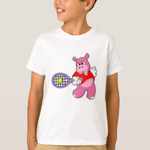 Hippo på Tennis med tennis racket T Shirt