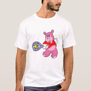 Hippo på Tennis med tennis racket T Shirt