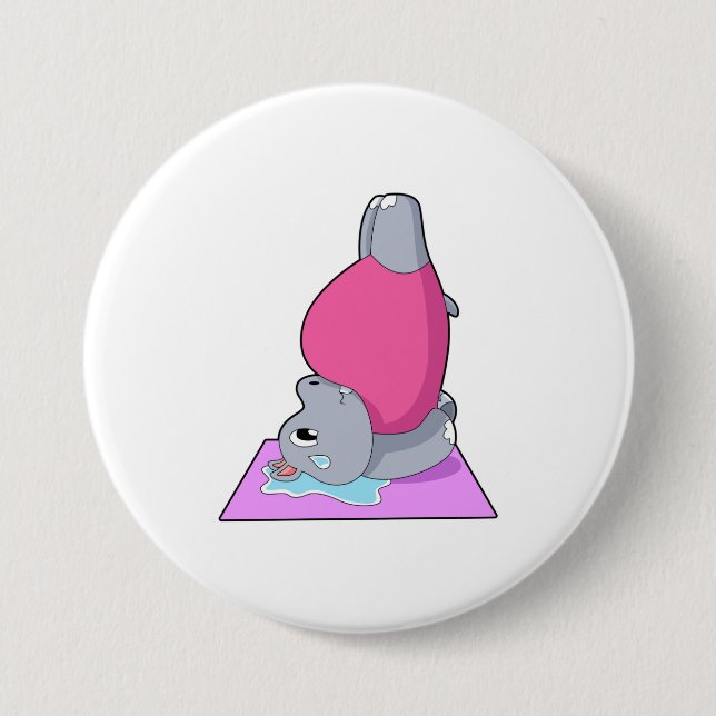 Hippo på Yoga Fitness Knapp (Framsida)