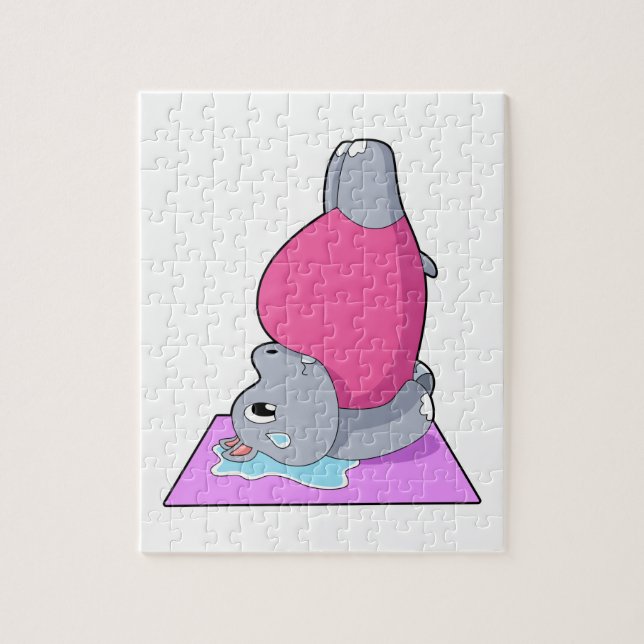 Hippo på Yoga Fitness Pussel (Vertikal)