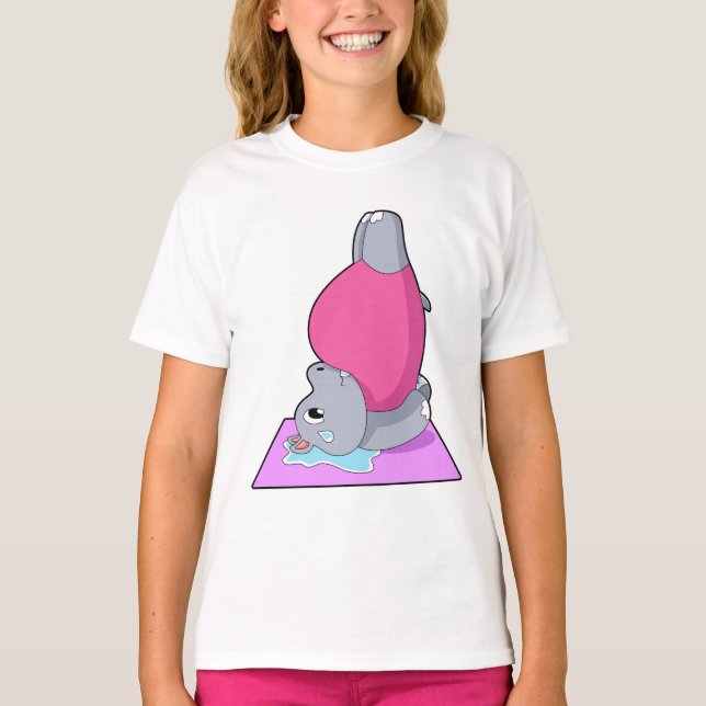 Hippo på Yoga Fitness T Shirt (Framsida)