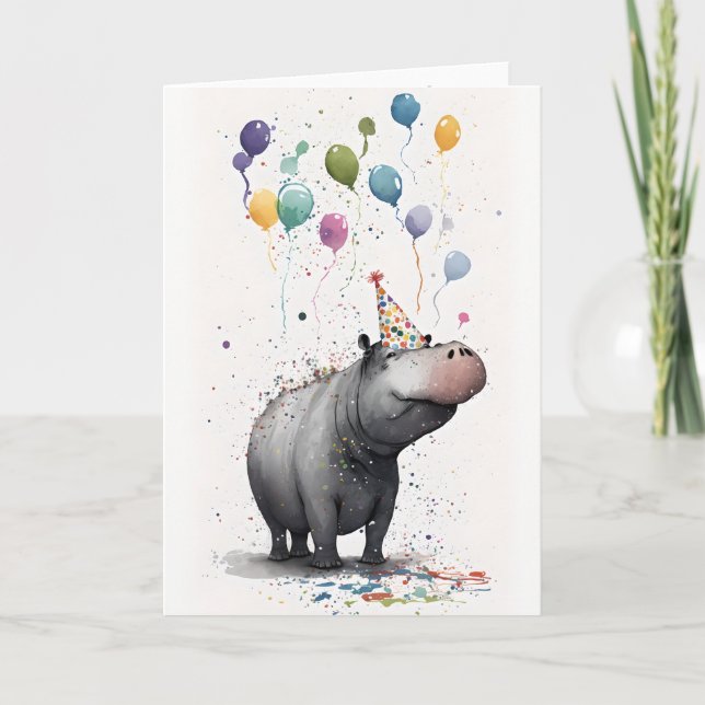 Hippo Party-hälsningskort Tack Kort (Framsida)