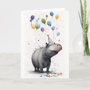 Hippo Party-hälsningskort Tack Kort