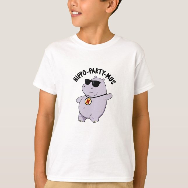 Hippo-party-mus Funny Animal Hippo Pun T Shirt (Framsida)