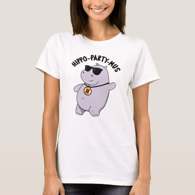 Hippo-party-mus Funny Animal Hippo Pun T Shirt (Framsida)