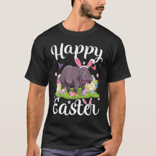 Hippo Påskägg Hunting Blommigt Hippopotamus Easte T Shirt