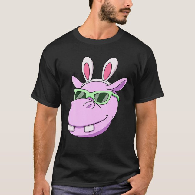 Hippo Påskhare Rabbit Öron Sunglass T Shirt (Framsida)