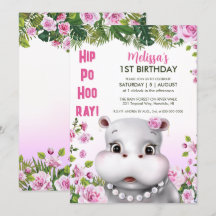 Hippo Pearls Rosa Blommigt Girl Birthday