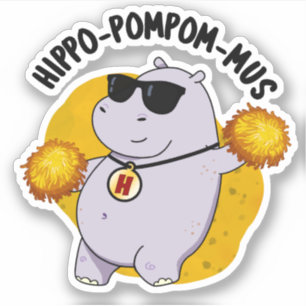 Hippo-pompom-Funny Animal Hippo Pun Klistermärken