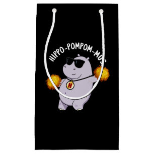 Hippo-pompom-Funny Animal Hippo Pun Mörk BG