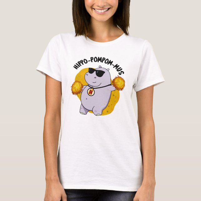 Hippo-pompom-Funny Animal Hippo Pun T Shirt (Framsida)