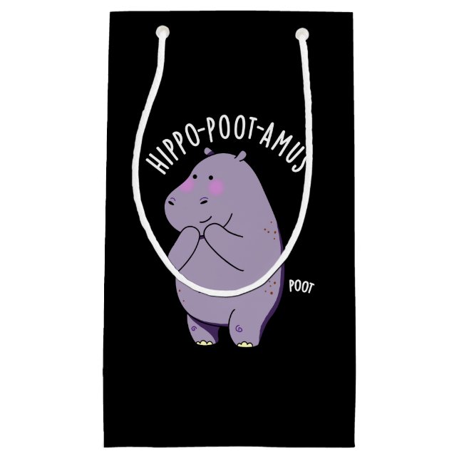 Hippo-poot-amus Funny Farting Hippo Pun Mörk BG (Framsidan)