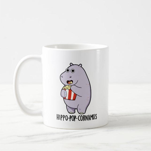 Hippo-pop cornamus Funny Hippo Pun Kaffemugg (Vänster)