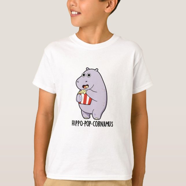 Hippo-pop cornamus Funny Hippo Pun T Shirt (Framsida)