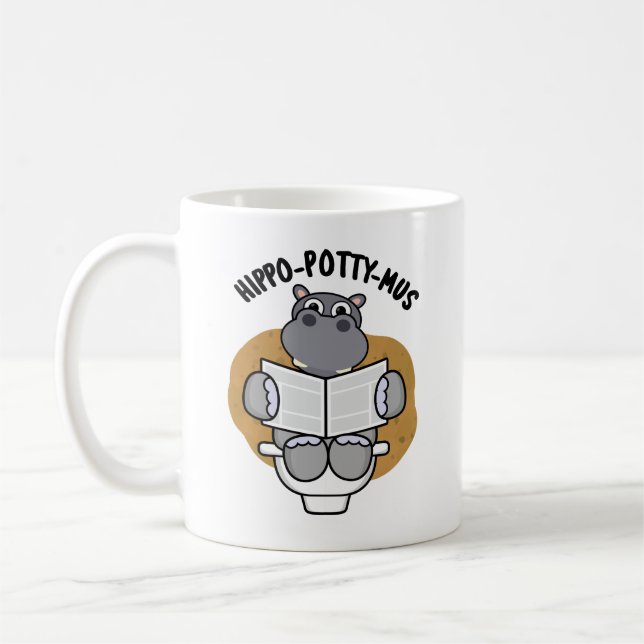 Hippo-potty-mus Funny Animal Hippo Pun Kaffemugg (Vänster)