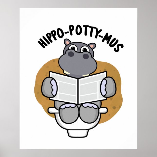 Hippo-potty-mus Funny Animal Hippo Pun Poster (Framsidan)