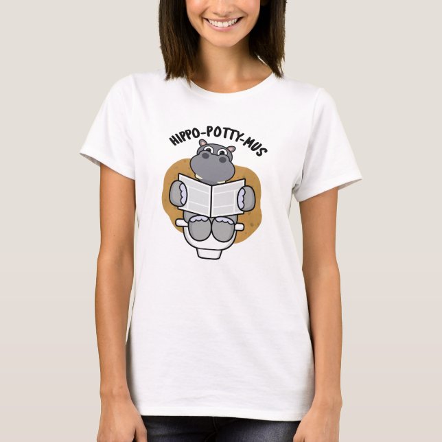 Hippo-potty-mus Funny Animal Hippo Pun T Shirt (Framsida)