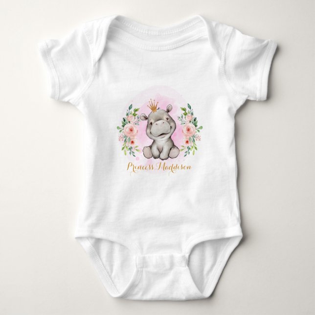 Hippo Princess Baby Bodykostymer T Shirt (Framsida)