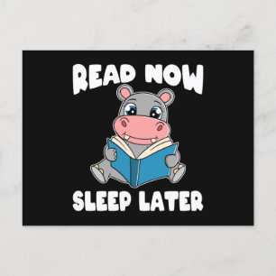 Hippo Read Now Sov Senare Hippopotamus Vykort