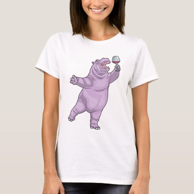 Hippo Red wine T Shirt (Framsida)