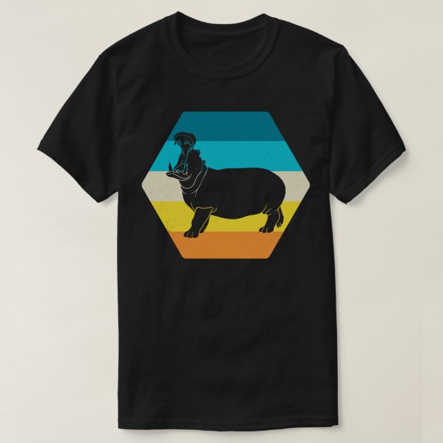 Hippo Retro Zoo Animals Wildlife Hippopotamus T Shirt (Design framsida)