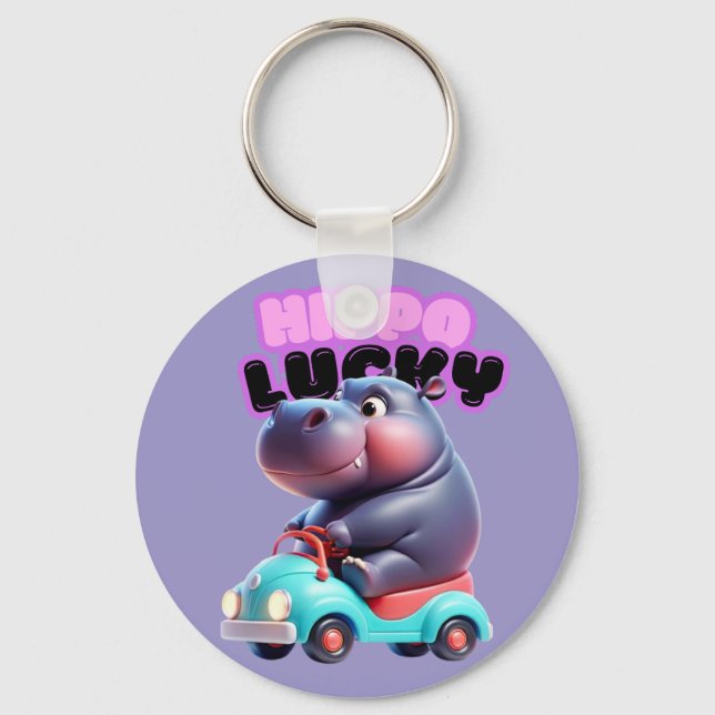 Hippo Ride Keychain Nyckelring (Framsida)