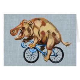 Hippo Riding a Bicycle Hälsningskort