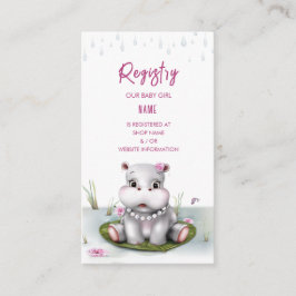 Hippo River Äventyr Girl Baby Shower Tilläggskort