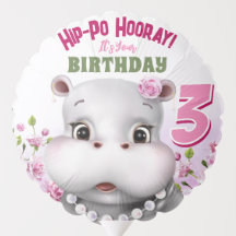 Hippo Rosa Blommigt Girl Birthday