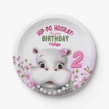 Hippo Rosa Blommigt Girl Birthday