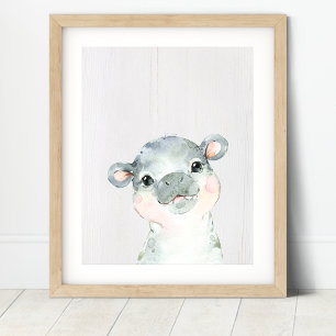 Hippo Safari Nursery Art Skriv ut Poster