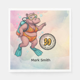 Hippo scuba diver 30th Birthday  Pappersservett