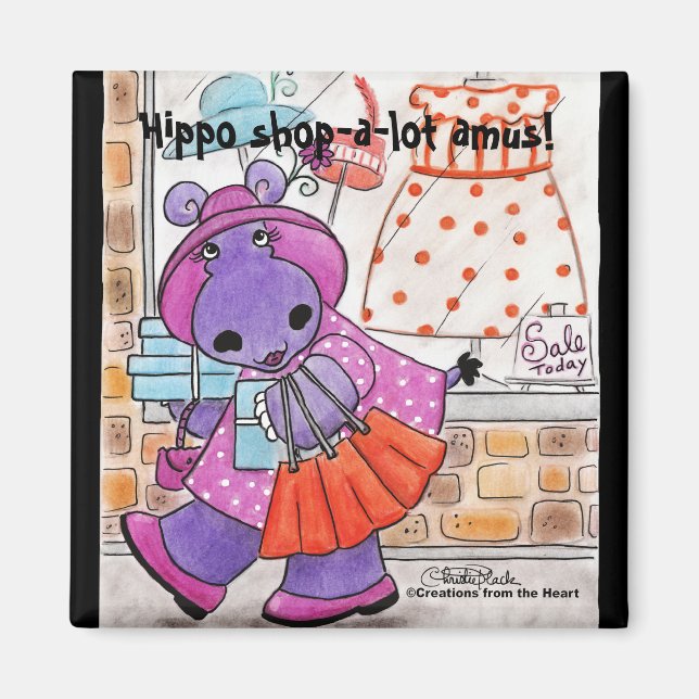 Hippo Shopping-Hippo-butik-a-lot-amus! Magnet (Framsidan)