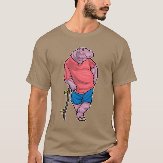 Hippo Skater Skateboard T Shirt (Framsida)