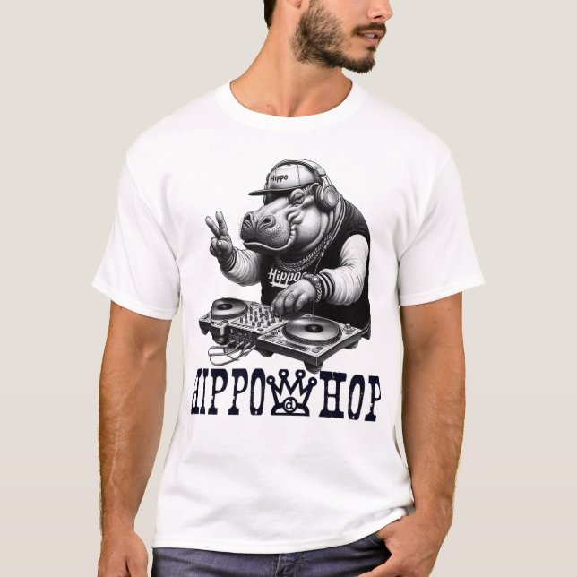 Hippo Skutt DJ - Funny Hip-Skutt Hippo T-Shirt (Framsida)